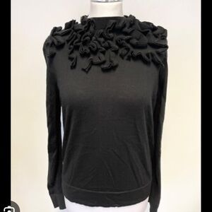COS Chic Black Ruffled Wool Sweater